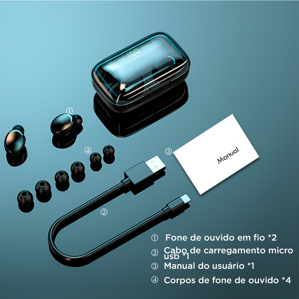 Fone de Ouvido Bluetooth à Prova D'água Alfa Pods Pro