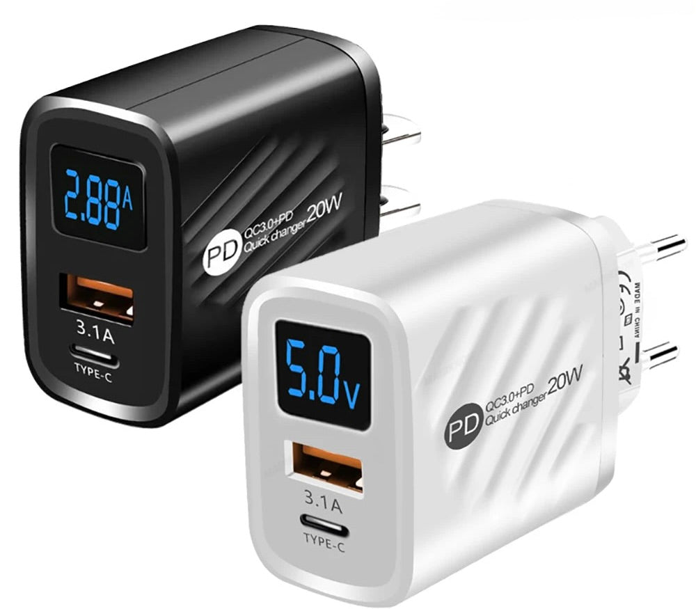 USB Tipo C 20W Carregador Rápido