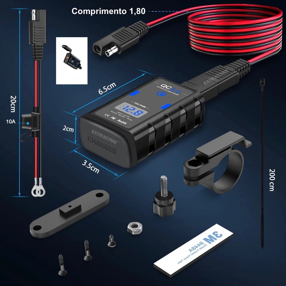 Carregador Rápido de Celular e Outros USB ou USB-C a Prova D'Água