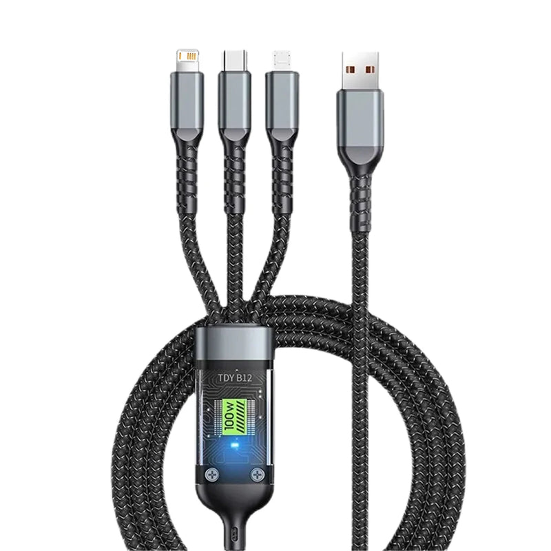 Super Cabo Carregamento Rápido 100w 3x1 USB
