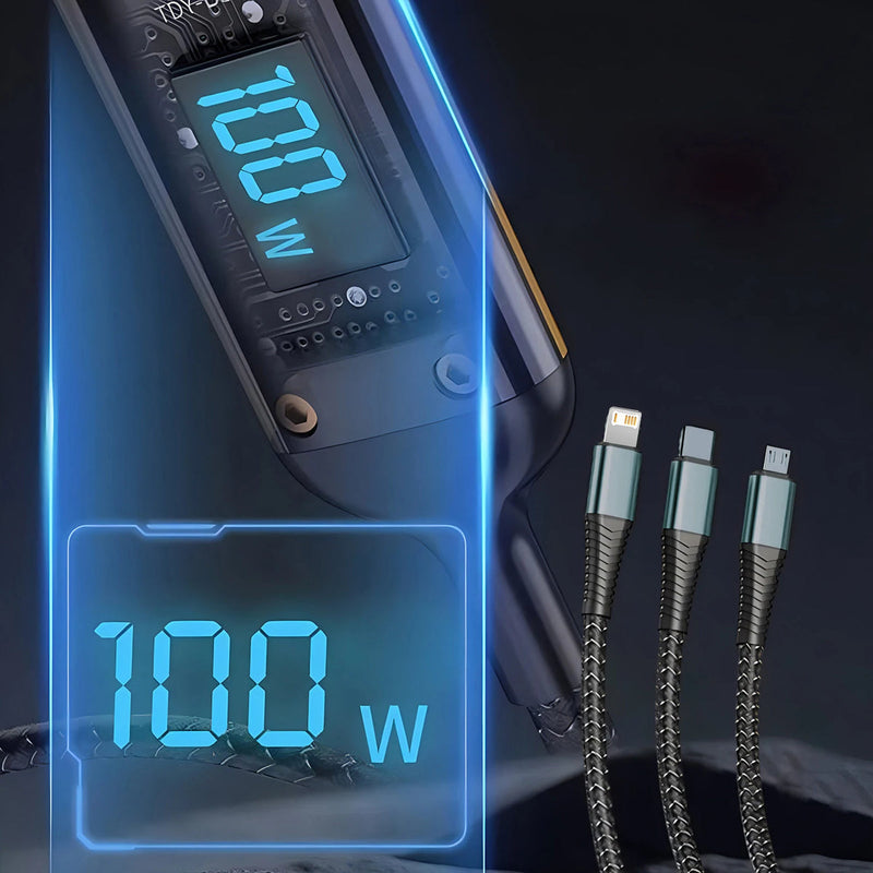 Super Cabo Carregamento Rápido 100w 3x1 USB