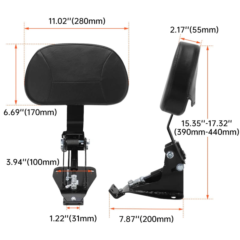 Encosto Regulável e Destacável do Piloto Harley Touring