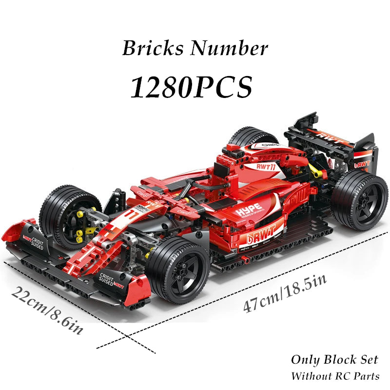 F1 Blocos Racing 1.280 Peças Controle Remoto 47 cm