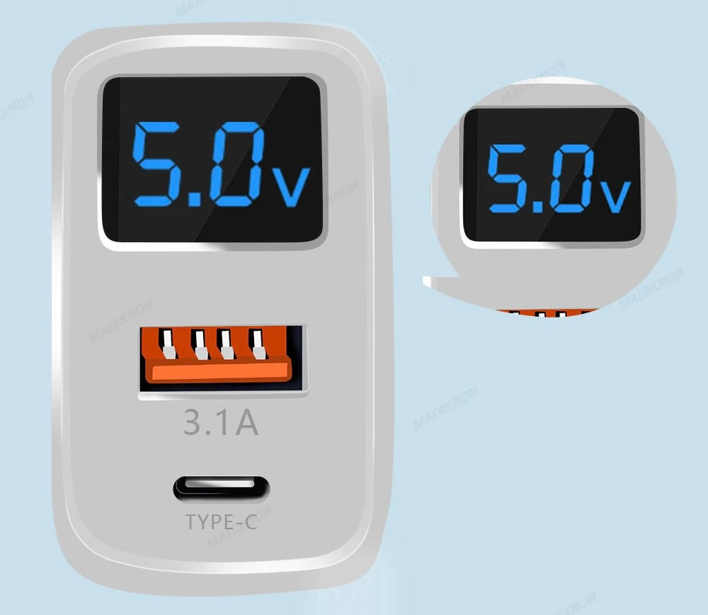 USB Tipo C 20W Carregador Rápido