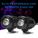 Par de Faróis de Milha 30W Abertura de Foco e Distância Reguláveis