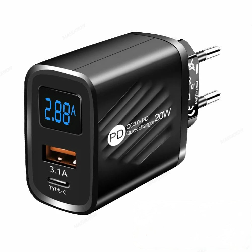 USB Tipo C 20W Carregador Rápido