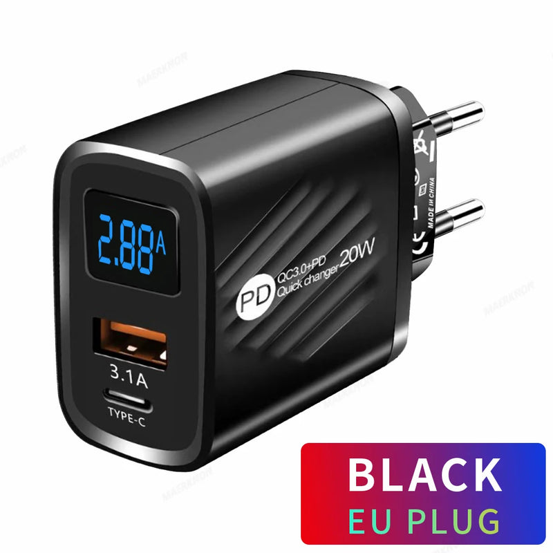 USB Tipo C 20W Carregador Rápido