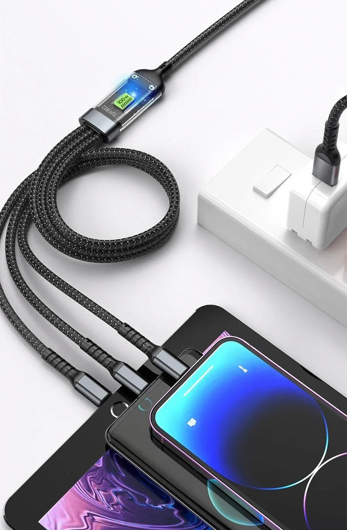 Super Cabo Carregamento Rápido 100w 3x1 USB