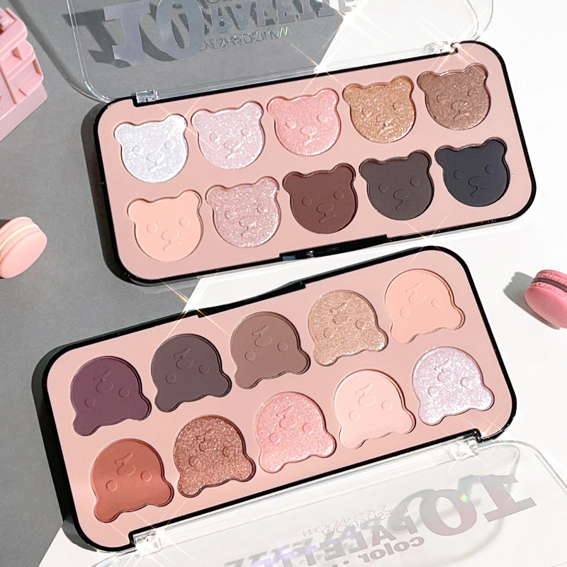 Paleta de Sombras de 10 cores Com Estampa de Urso Fofo