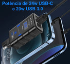 Carregador Rápido de Celular e Outros USB ou USB-C a Prova D'Água
