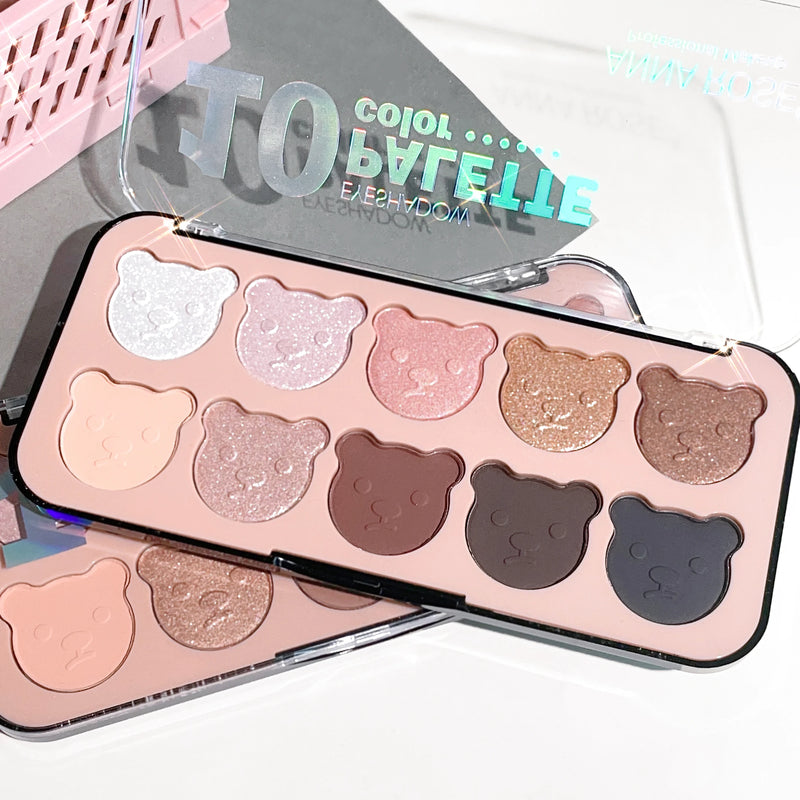 Paleta de Sombras de 10 cores Com Estampa de Urso Fofo