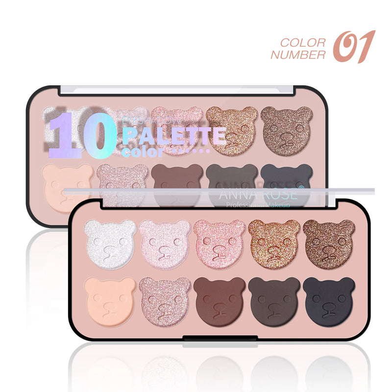 Paleta de Sombras de 10 cores Com Estampa de Urso Fofo