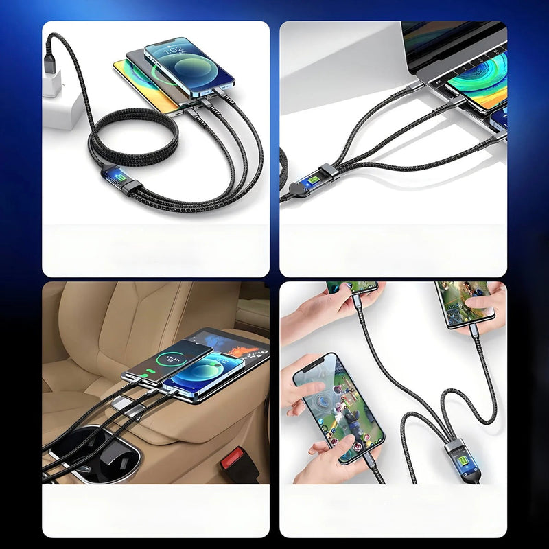 Super Cabo Carregamento Rápido 100w 3x1 USB