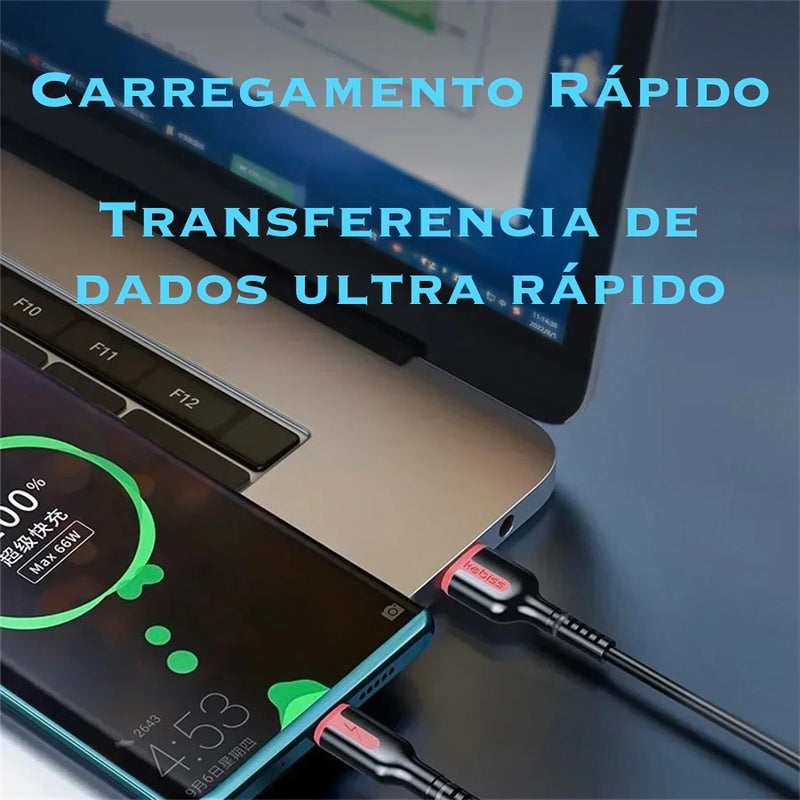 Cabo 3x1 de Alta Potencia 2 USB-C 1-USB Iphone Sanssung